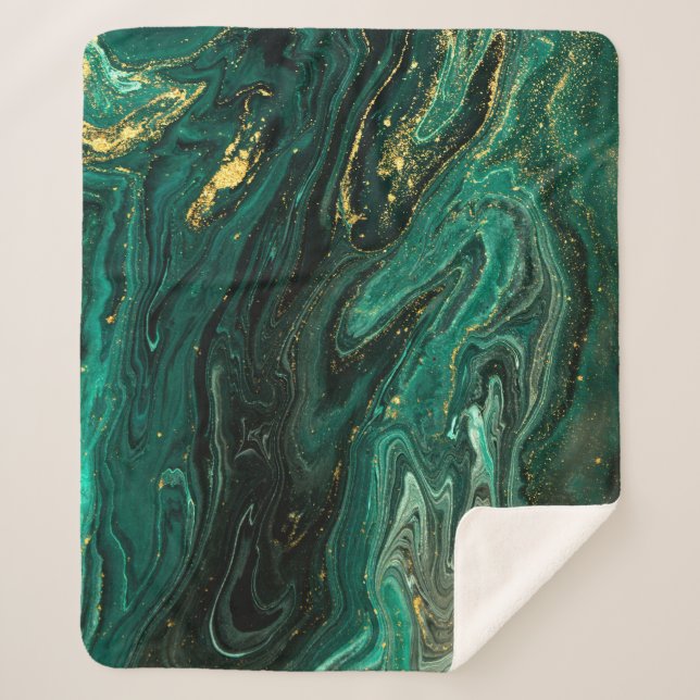 Couverture Sherpa Marbre vert : Abstrait Agate Ripple. (Devant)