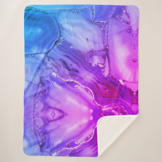 Couverture Sherpa Marbre Violet Exotique  (Devant)