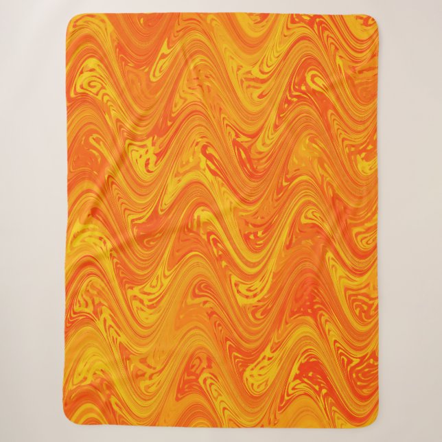 Couverture Sherpa Marbrure Orange Jaune Rouge Motif (Devant)