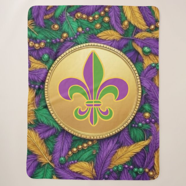Couverture Sherpa Mardi Gras Fleur de lis (Devant)