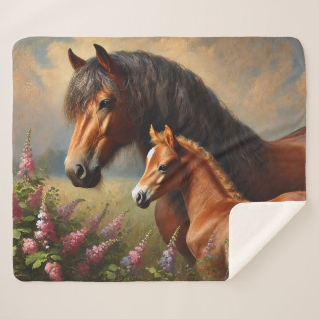 Couverture Sherpa Mare de Baie avec une peinture Fleur sauvage de Fo (Devant (Horizontal))