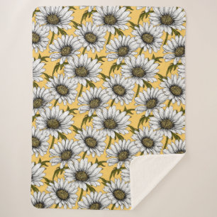 Couverture Sherpa Marguerites sur jaune
