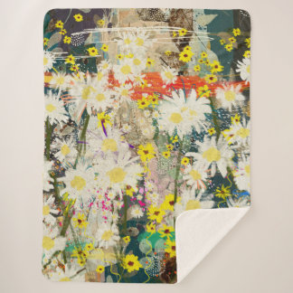 Couverture Sherpa Marguerites vintages - Art Floral Inspiré par la N