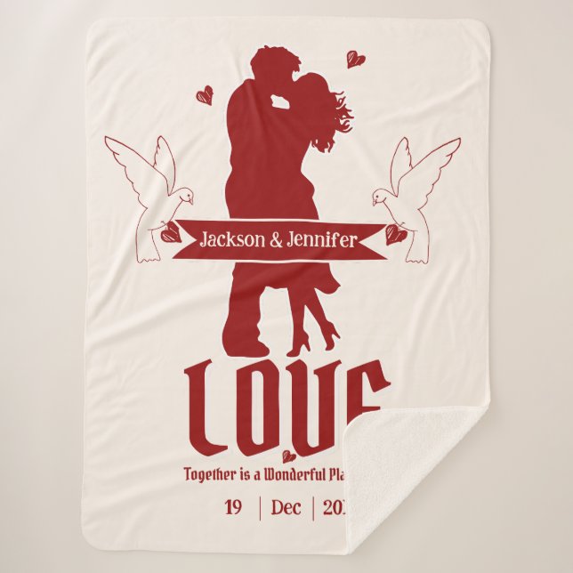 Couverture Sherpa Mariage Anniversaire Cadeau personnalisable (Devant)