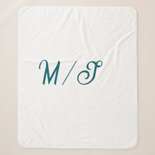 Couverture Sherpa Mariage couple nom monogramme turquoise style simp (Devant)