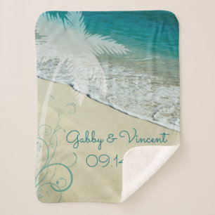 Couverture Sherpa Mariage de plage tropicale