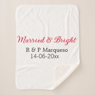 Couverture Sherpa Marié & lumineux ajouter nom de couple mariage ajo