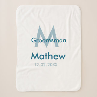 Couverture Sherpa Marine bleu groomsman nom lettre date masculin par
