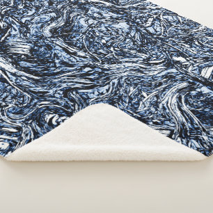 Couverture Sherpa Marine Blue Nature Motif Abstrait
