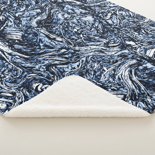 Couverture Sherpa Marine Blue Nature Motif Abstrait (3/4)