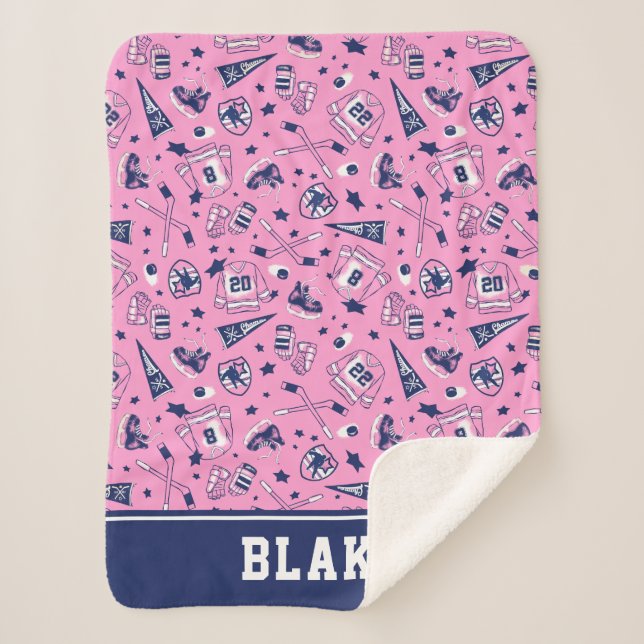 Couverture Sherpa Marine de rose de vitesse de hockey sur glace (Devant)