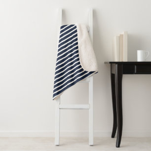 Couverture Sherpa Marine nautique et rayures blanches
