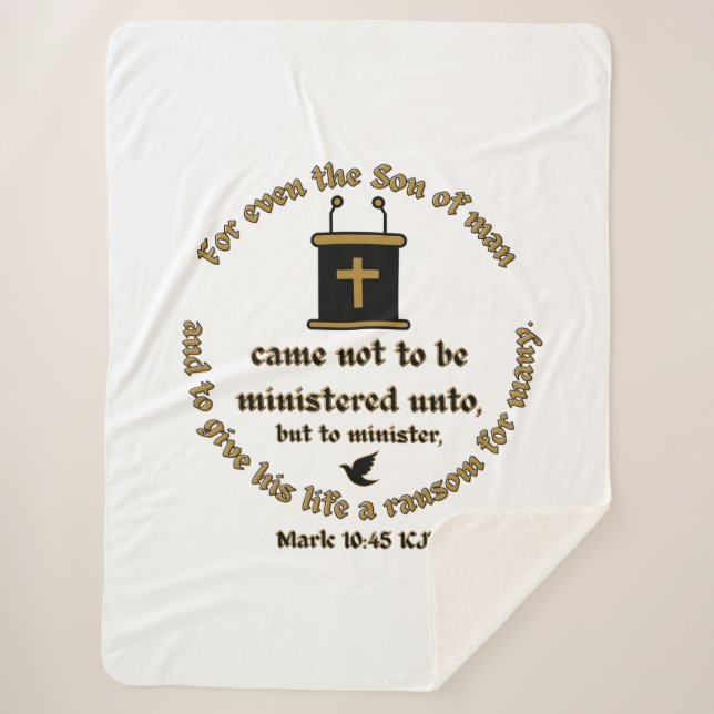 Couverture Sherpa Mark 10:45 KJV Bible Verse Faith Avec Écritures (Devant)
