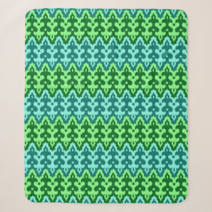Couverture Sherpa Marocaine Ikat Damask, Turquoise & Jade Green
