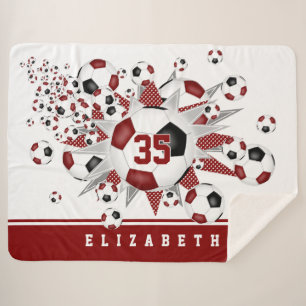 Couverture Sherpa maroon black ballon de football stars filles salle