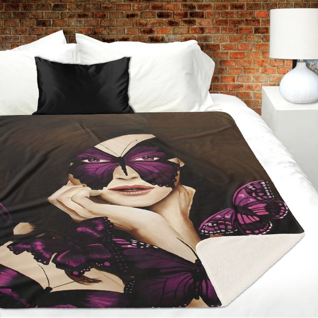 Couverture Sherpa Mascarade de papillon pourpre (Créateur téléchargé)