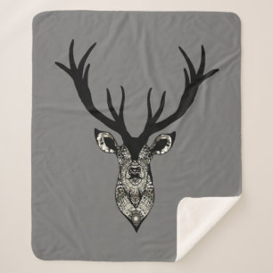 Couverture Sherpa Masculine Graphisme Art Stag Cerf Animaux Faune