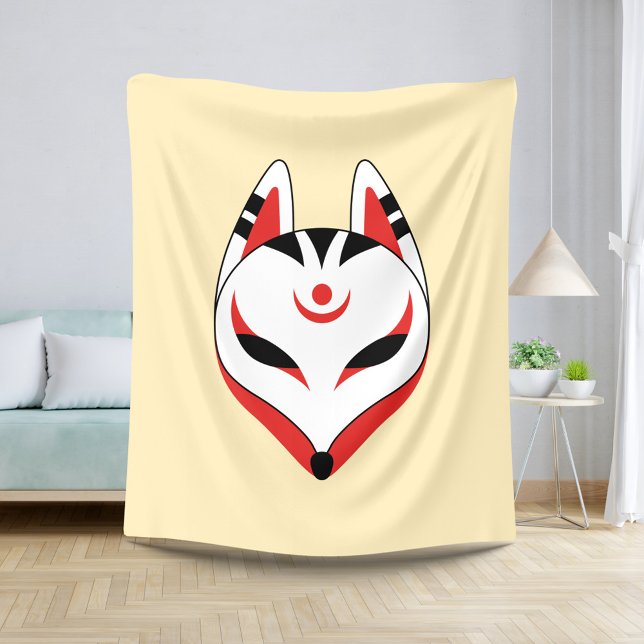 Couverture Sherpa Masque japonais Kitsune Fox jaune (Créateur téléchargé)