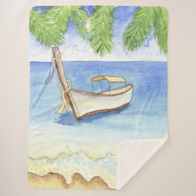 Couverture Sherpa Matin à Bali Aquarelle (Devant)