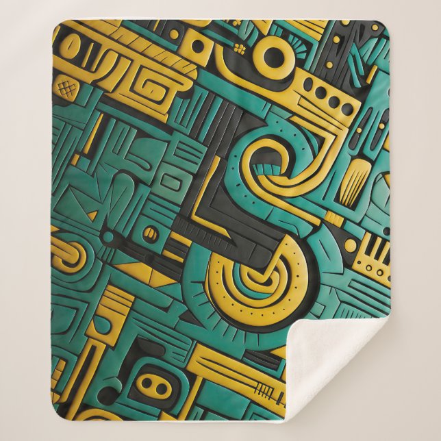 Couverture Sherpa Matrice d'émeraude Ankara africaine (Devant)