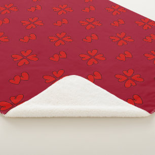 Couverture Sherpa Mazipoodles Coeurs Rouges Sur Rouge