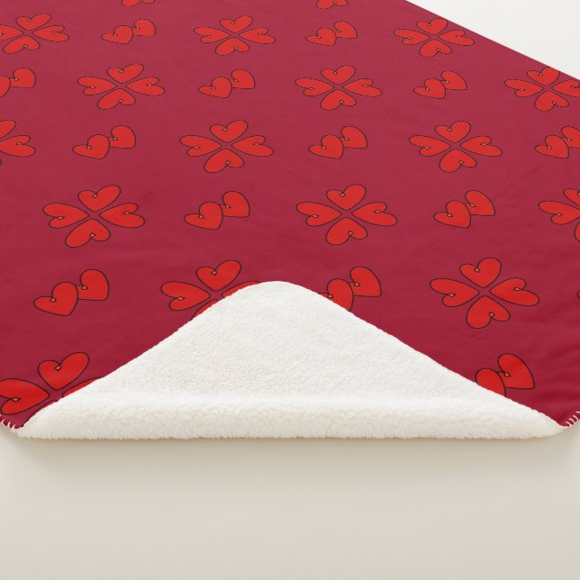 Couverture Sherpa Mazipoodles Coeurs Rouges Sur Rouge (3/4)