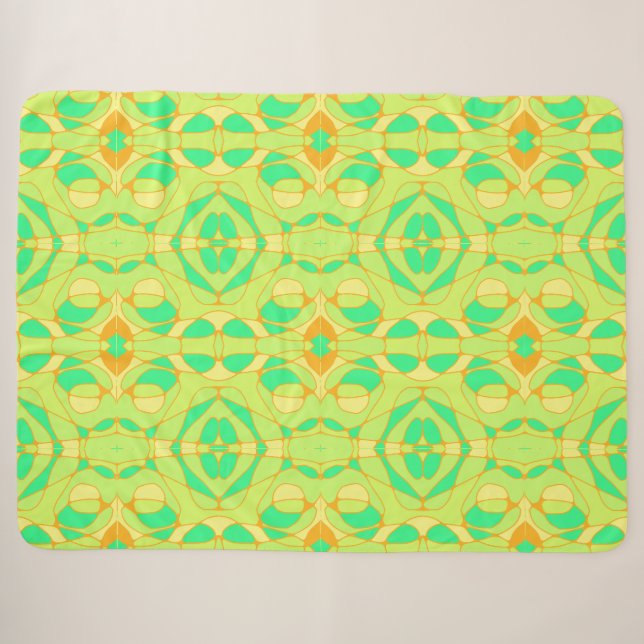 Couverture Sherpa Mazipoodles Neuro Art Vert Jaune Orange (Devant (Horizontal))