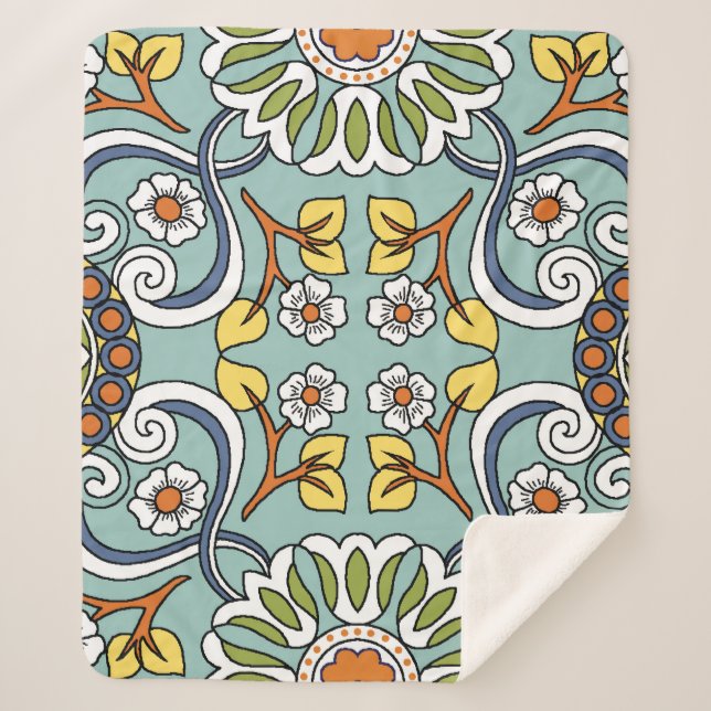 Couverture Sherpa Médaillon Turc style Motif Vintage (Devant)