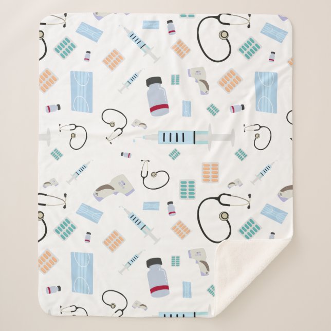 Couverture Sherpa Médecin de santé Motif Fournitures Médicales (Devant)