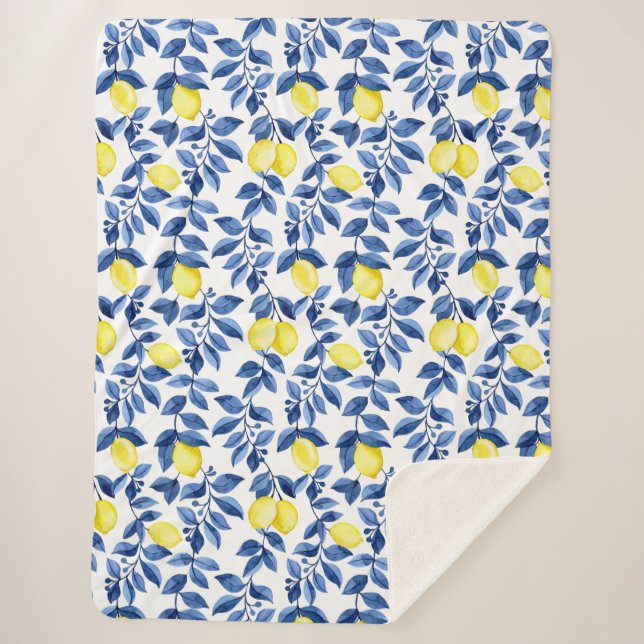 Couverture Sherpa Mediterrenean Citrus Lemon pattern (Devant)