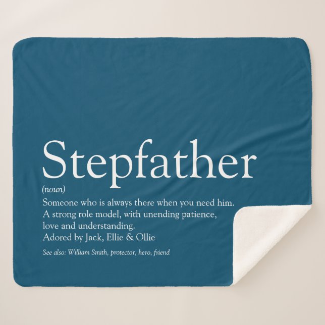 Couverture Sherpa Meilleur Beau-Père Définition Amusante Bleue (Devant (Horizontal))