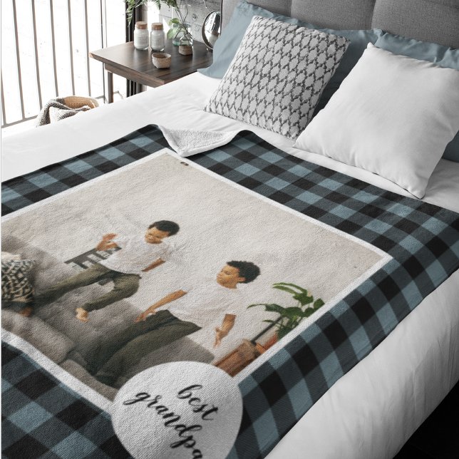 Couverture Sherpa Meilleur Cadeau Grand-Père En Plaque Bleue Et Noir (Créateur téléchargé)