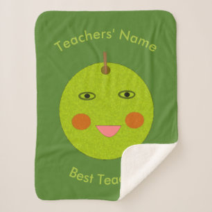 Couverture Sherpa Meilleur Enseignant Happy Apple Custom Sherpa Blan