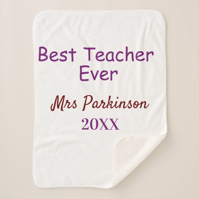 Couverture Sherpa Meilleur enseignant jamais ajouter nom date année  (Devant)