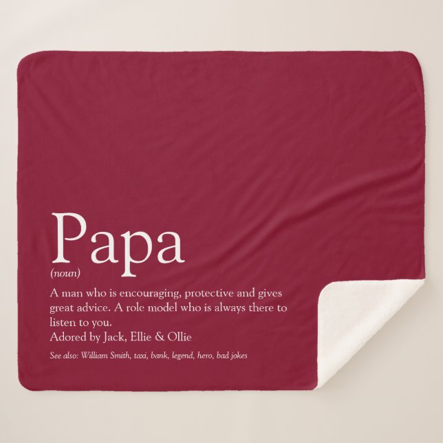 Couverture Sherpa Meilleur Papa du Monde Définition Bourgogne (Devant (Horizontal))