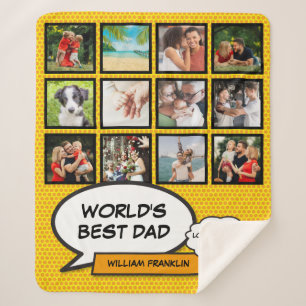 Couverture Sherpa Meilleur Papa du Monde Photo Collage Fun Cool Band