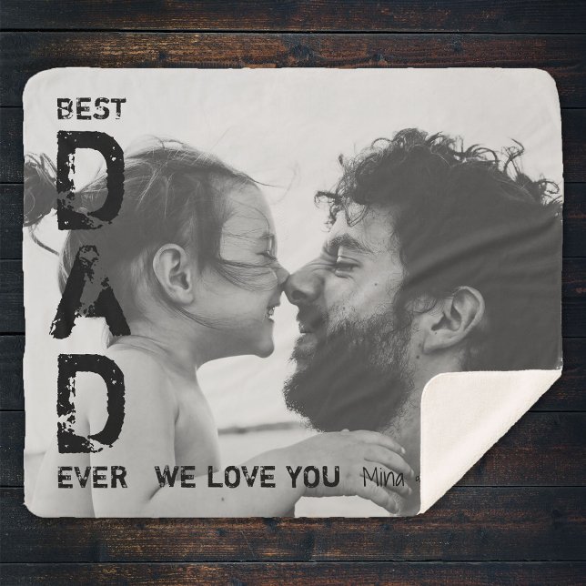 Couverture Sherpa Meilleur papa jamais Nom personnalisé Photo Cool F (Créateur téléchargé)