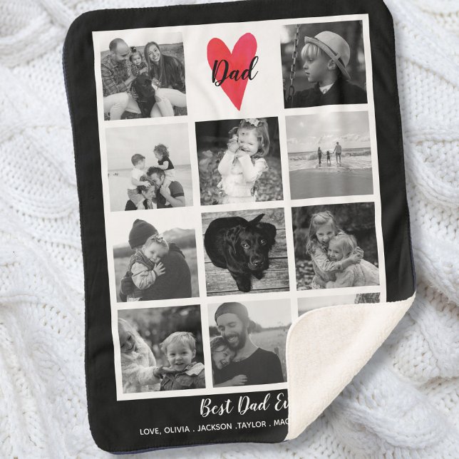 Couverture Sherpa Meilleur papa Jamais Photo Collage Fête des pères  (Créateur téléchargé)