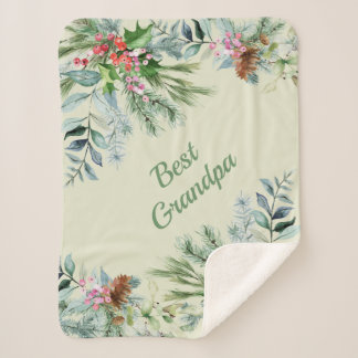 Couverture Sherpa Meilleure aquarelle Grand-pa À feuillage persistan