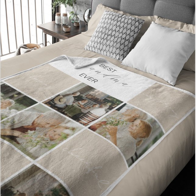 Couverture Sherpa Meilleure grand-mère | Collage de photos | Mocha (Créateur téléchargé)