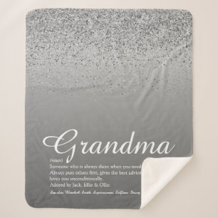 Couverture Sherpa Meilleure Mamie Définition Paillettes Argentées