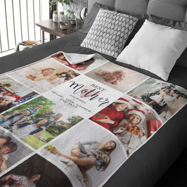 Couverture Sherpa Meilleure mère dans le monde Photo Collage Coeur r (Créateur téléchargé)
