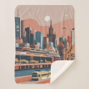 Couverture Sherpa Melbourne poster vintage