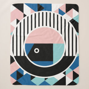 Couverture Sherpa Memphis design d'affiche abstrait. Marque géométri