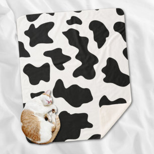 Couverture Sherpa Mention de vaches blanches et noires mignonnes fer