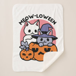 Couverture Sherpa Meow-Loween - Cute Halloween Conception Chat