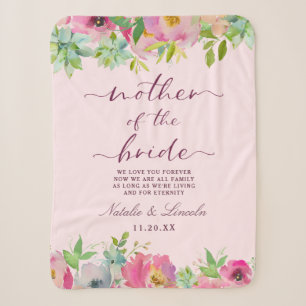 Couverture Sherpa Mère de la mariée Blooming Chic Menthe et Rose