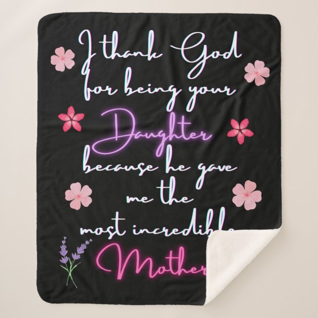 Couverture Sherpa Mère Je remercie Dieu d'être votre fille (Devant)