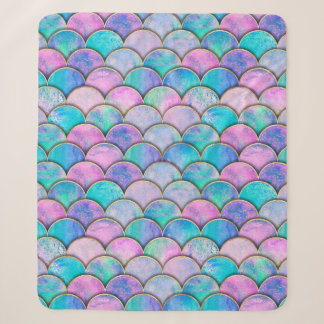 Couverture Sherpa Mermaid fish scale wave japanese seamless pattern.