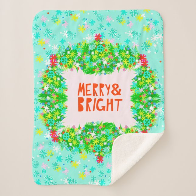 Couverture Sherpa Merry & Bright Wreath (Devant)